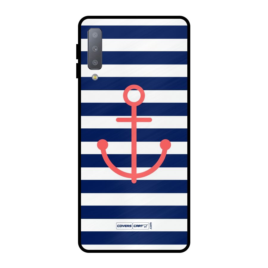 Anchor Stripes Metal Back Case for Galaxy A7 (2018)