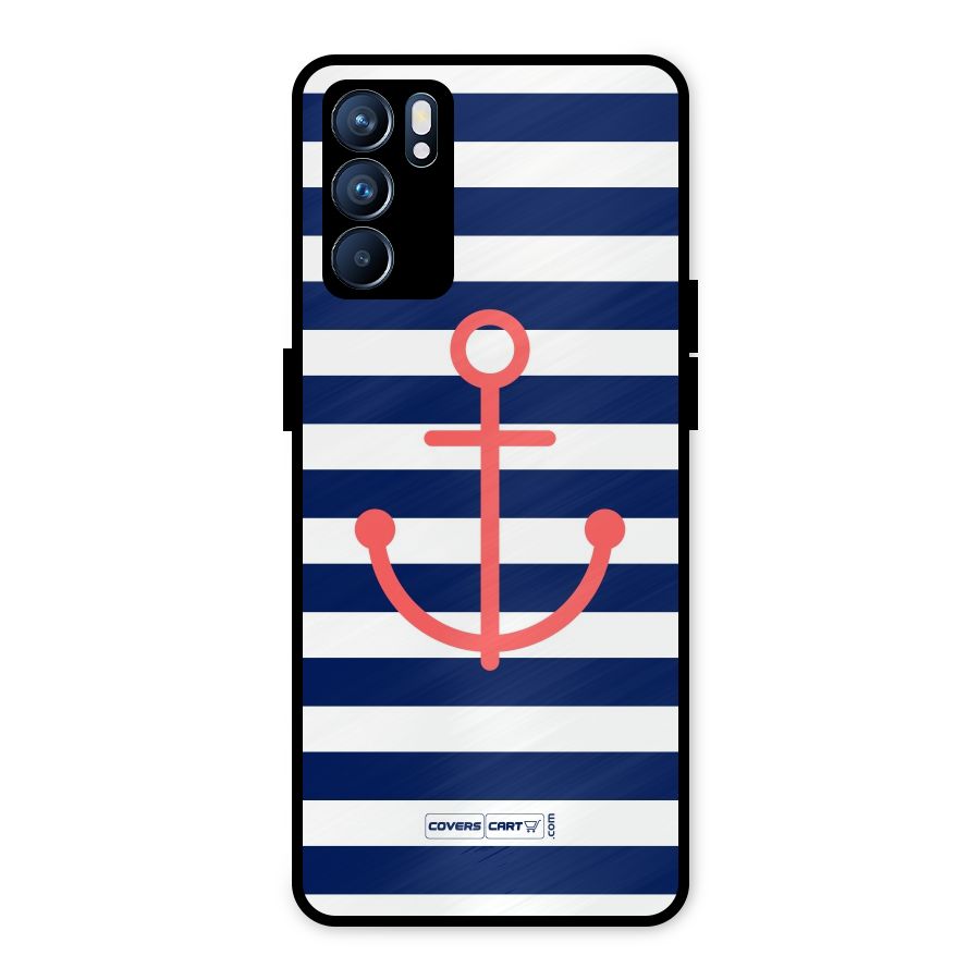 Anchor Stripes Metal Back Case for Oppo Reno6 5G