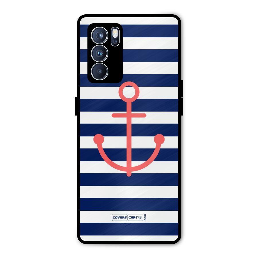 Anchor Stripes Metal Back Case for Oppo Reno6 Pro 5G