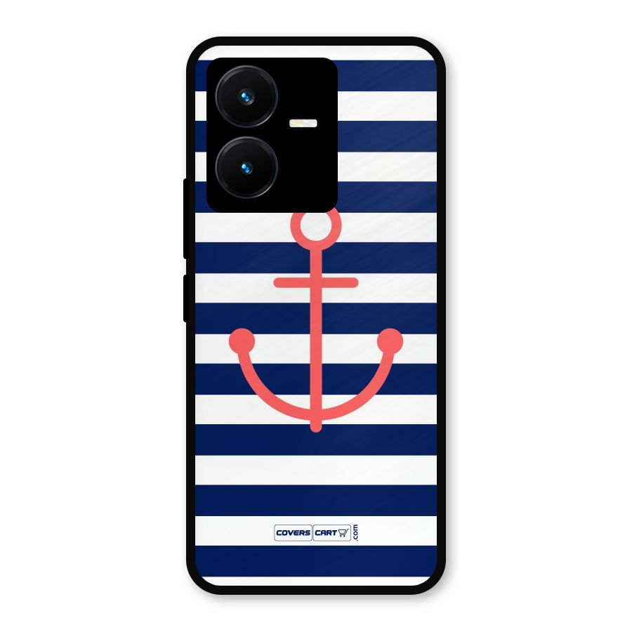 Anchor Stripes Metal Back Case for Vivo Y22