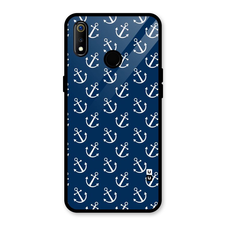 Anchor Zig Pattern Glass Back Case for Realme 3