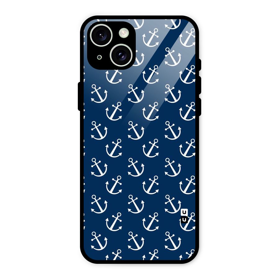 Anchor Zig Pattern Glass Back Case for iPhone 15 Plus