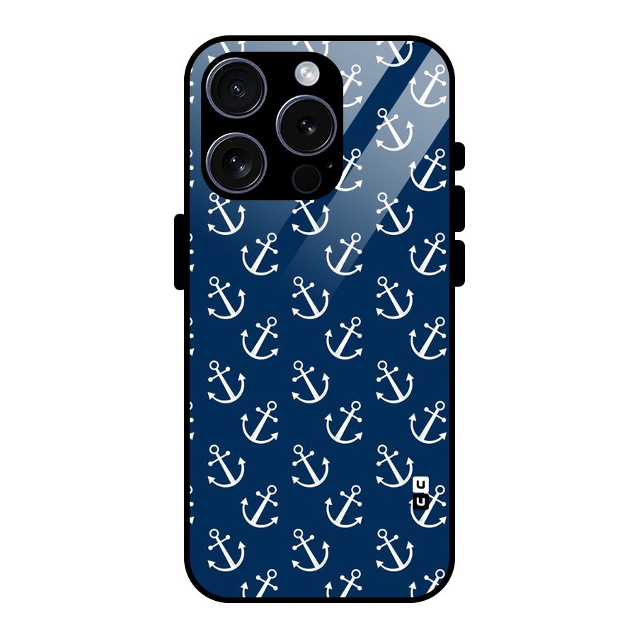 Anchor Zig Pattern Glass Back Case for iPhone 15 Pro