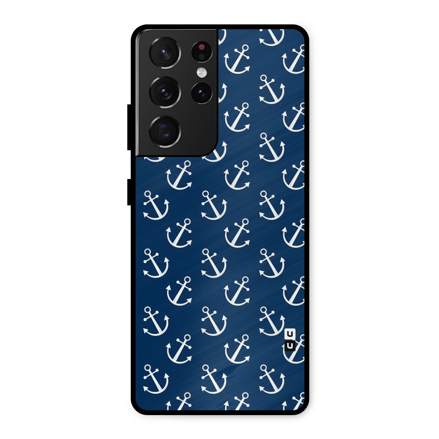 Anchor Zig Pattern Metal Back Case for Galaxy S21 Ultra 5G