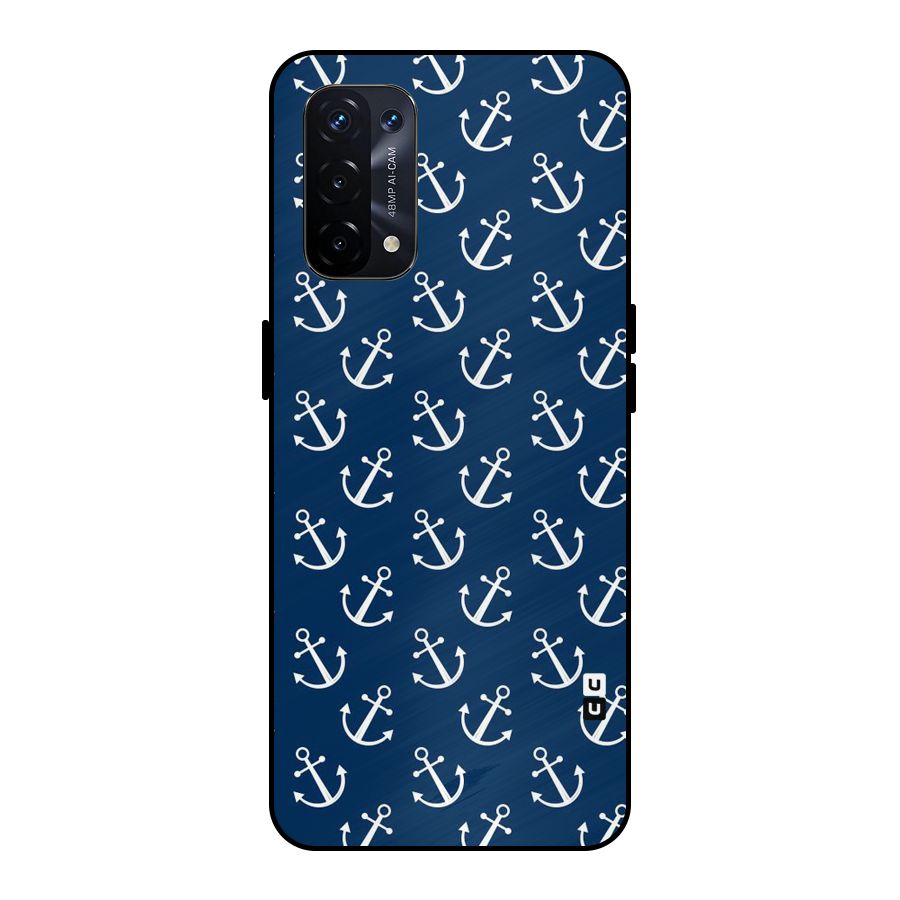 Anchor Zig Pattern Metal Back Case for Oppo A74 5G