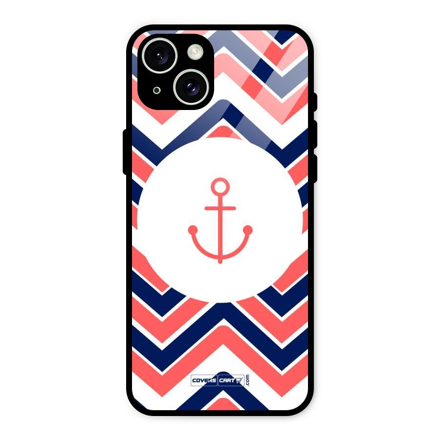 Anchor Zig Zag Glass Back Case for iPhone 15 Plus