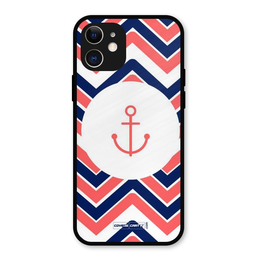 Anchor Zig Zag Metal Back Case for iPhone 12