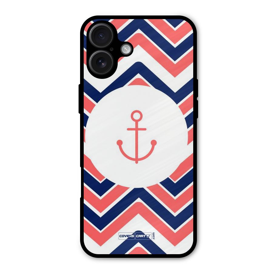Anchor Zig Zag Metal Back Case for iPhone 16 Plus
