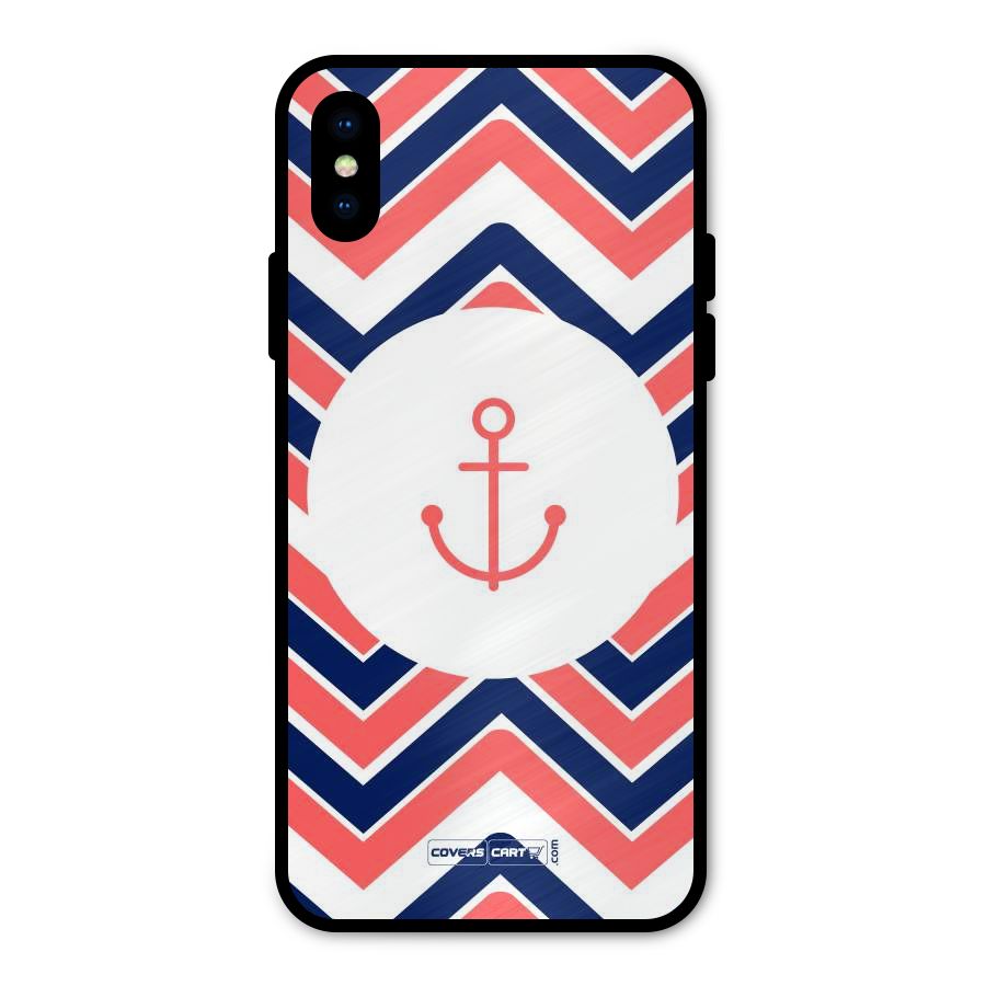 Anchor Zig Zag Metal Back Case for iPhone X