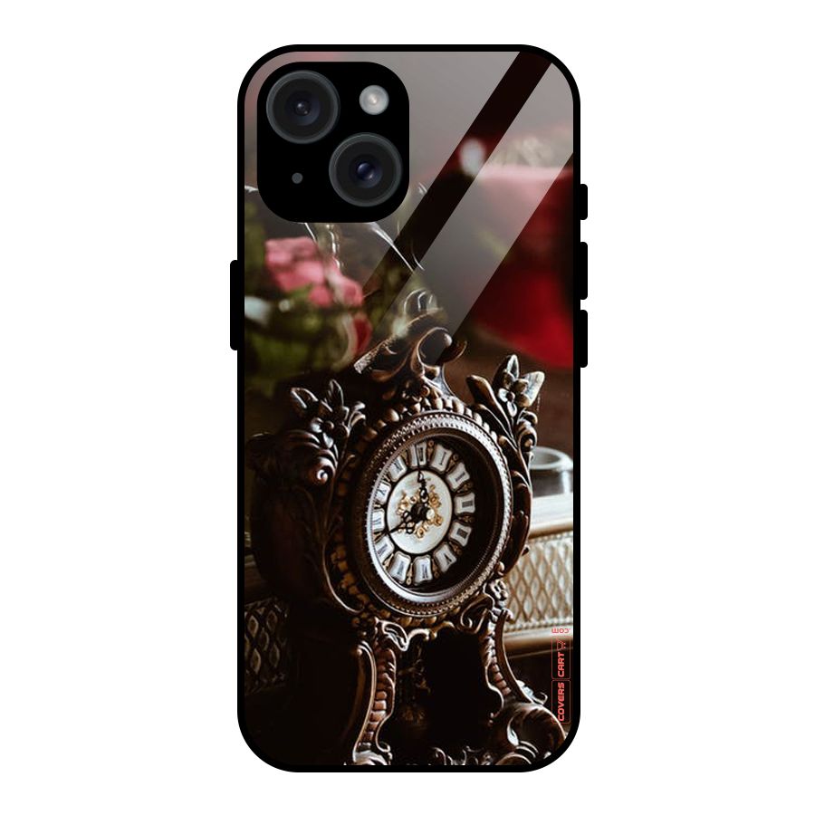 Ancient Clock Glass Back Case for iPhone 15