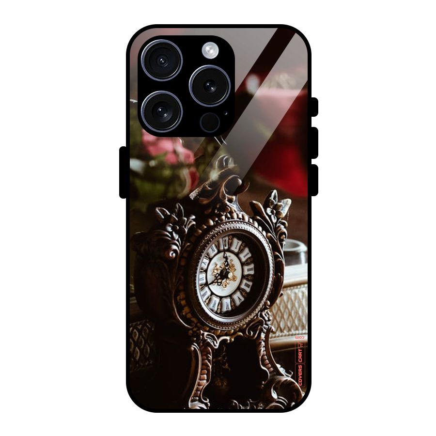 Ancient Clock Glass Back Case for iPhone 15 Pro