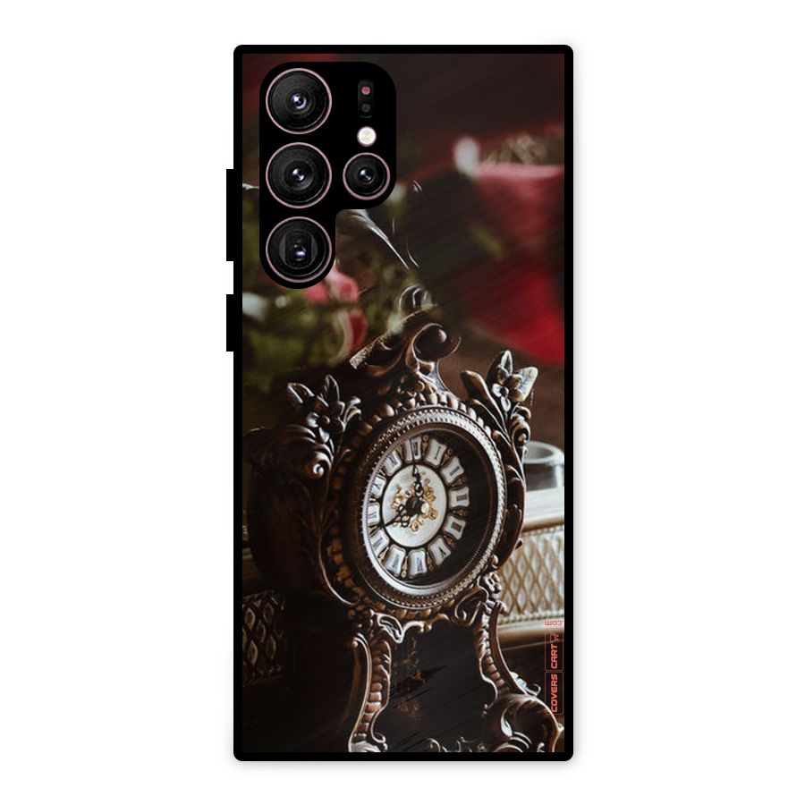 Ancient Clock Metal Back Case for Galaxy S22 Ultra 5G