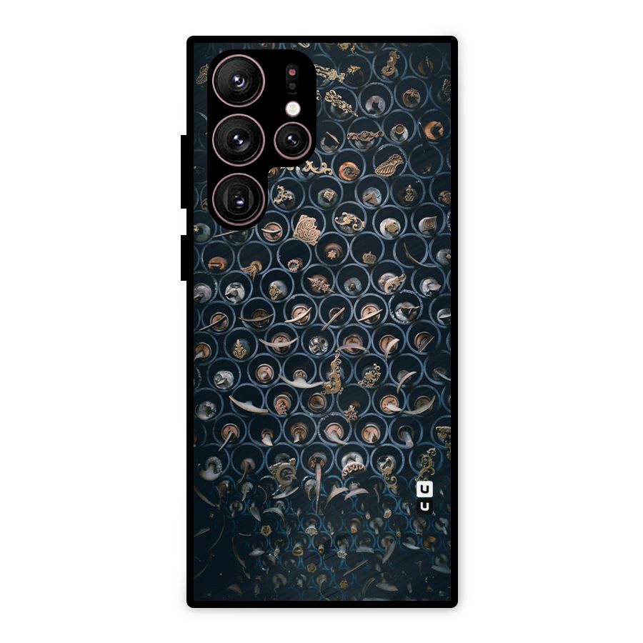 Ancient Wall Circles Metal Back Case for Galaxy S22 Ultra 5G