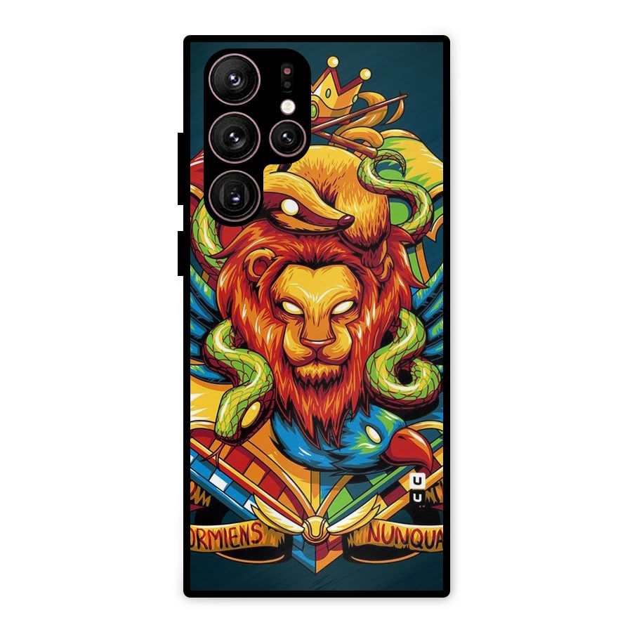 Animal Art Metal Back Case for Galaxy S22 Ultra 5G