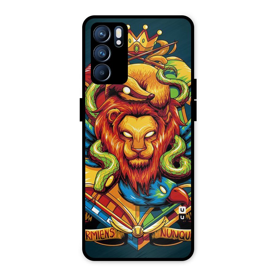 Animal Art Metal Back Case for Oppo Reno6 5G