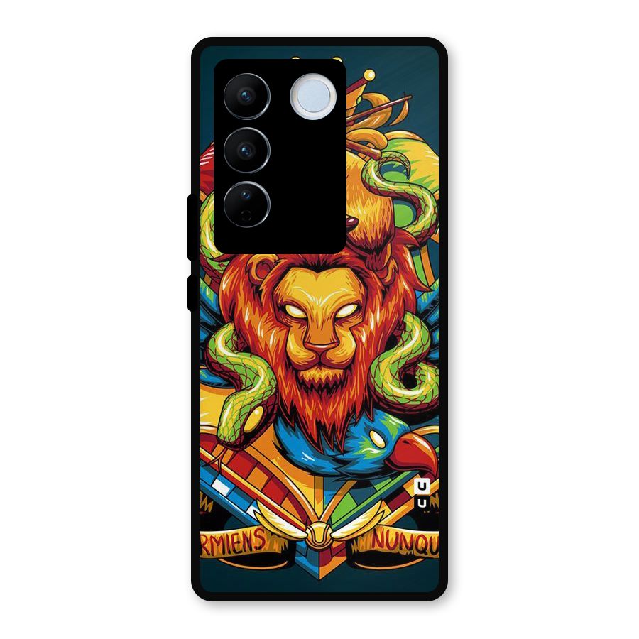 Animal Art Metal Back Case for Vivo V27 Pro