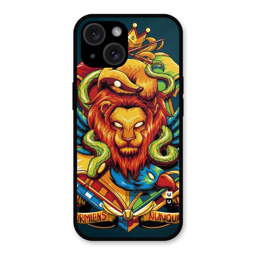 Animal Art Metal Back Case for iPhone 15