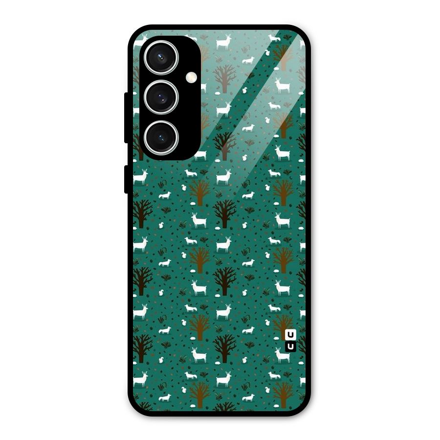 Animal Grass Pattern Glass Back Case for Galaxy S23 FE