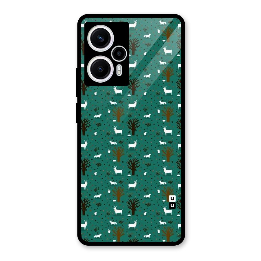 Animal Grass Pattern Glass Back Case for Poco F5