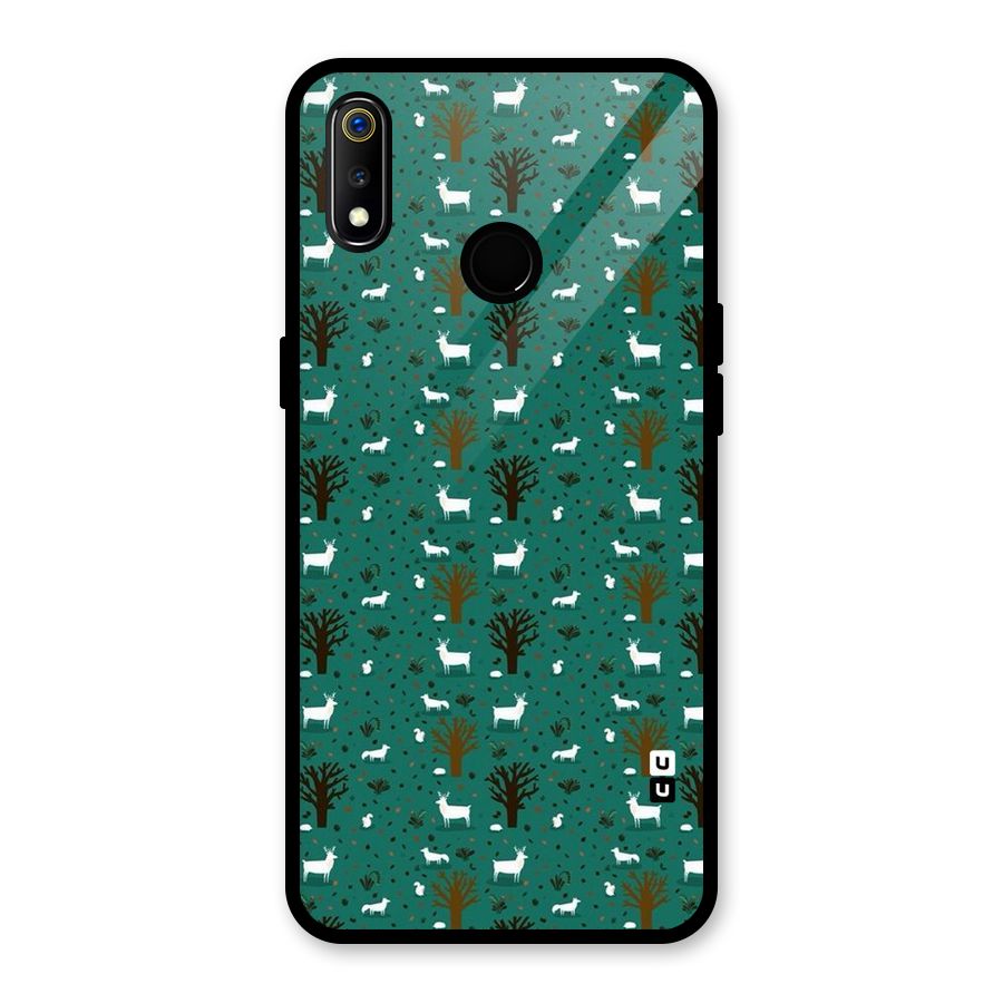 Animal Grass Pattern Glass Back Case for Realme 3i