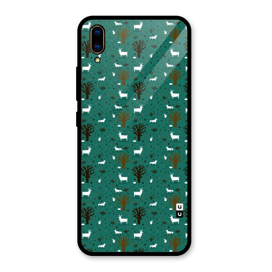 Animal Grass Pattern Glass Back Case for Vivo V11 Pro