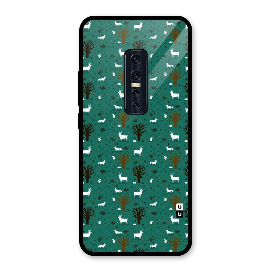 Animal Grass Pattern Glass Back Case for Vivo V17 Pro
