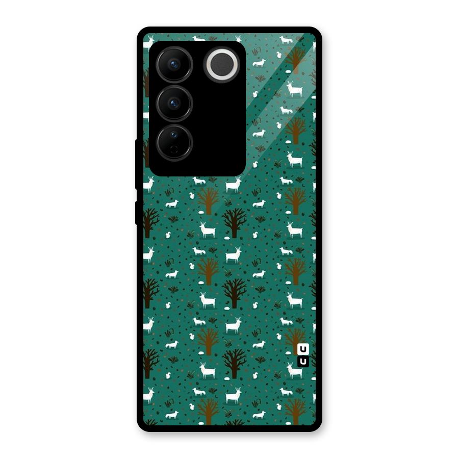 Animal Grass Pattern Glass Back Case for Vivo V27