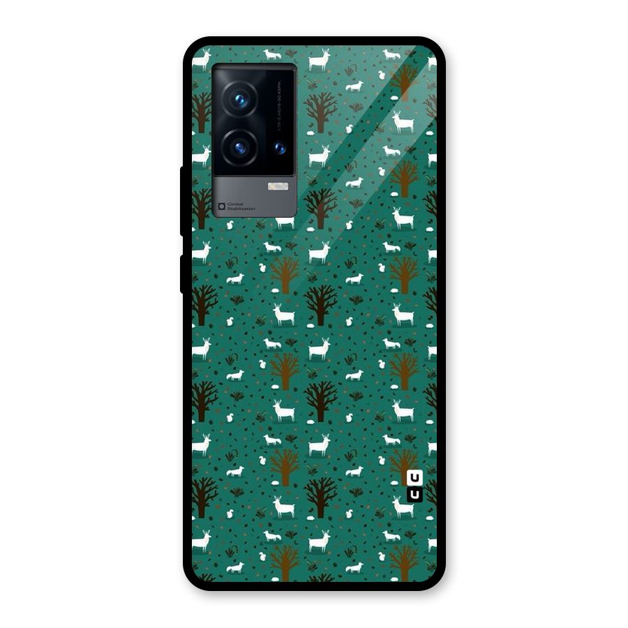 Animal Grass Pattern Glass Back Case for iQOO 9 5G