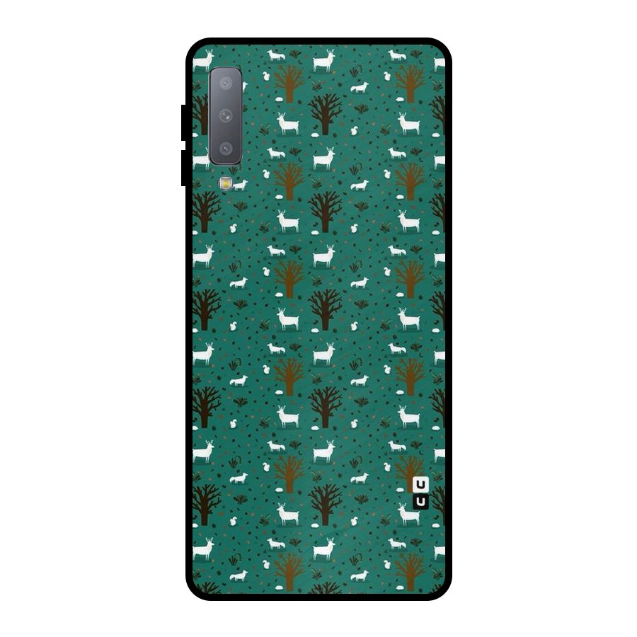 Animal Grass Pattern Metal Back Case for Galaxy A7 (2018)
