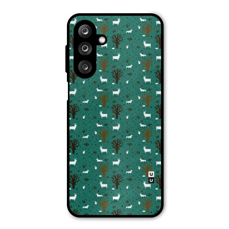 Animal Grass Pattern Metal Back Case for Galaxy M36