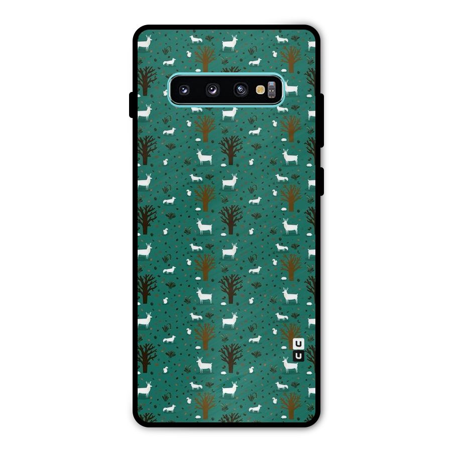 Animal Grass Pattern Metal Back Case for Galaxy S10 Plus