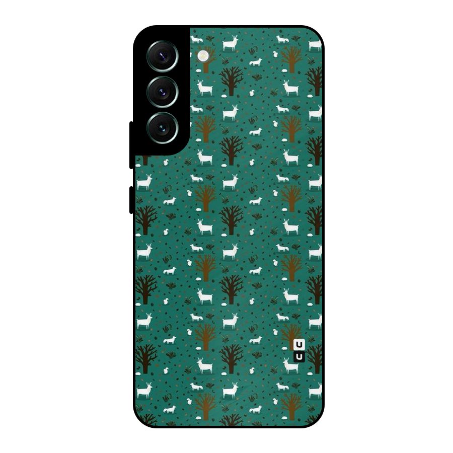 Animal Grass Pattern Metal Back Case for Galaxy S22 Plus 5G