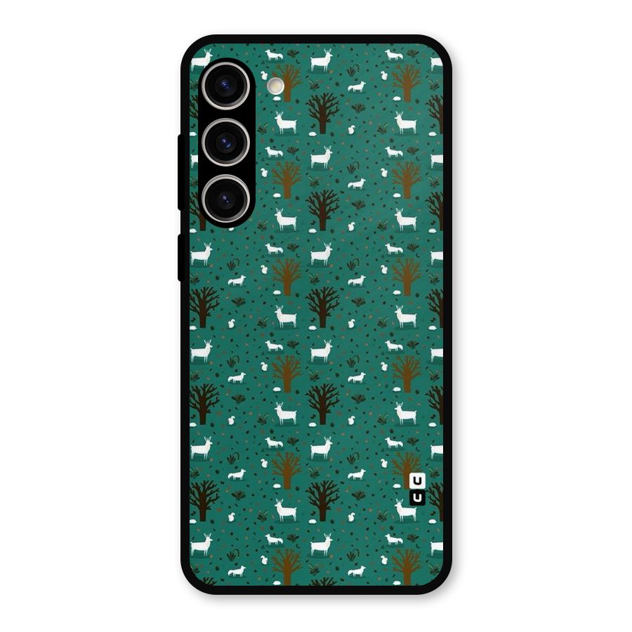 Animal Grass Pattern Metal Back Case for Galaxy S23 Plus