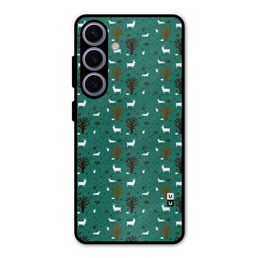 Animal Grass Pattern Metal Back Case for Galaxy S24