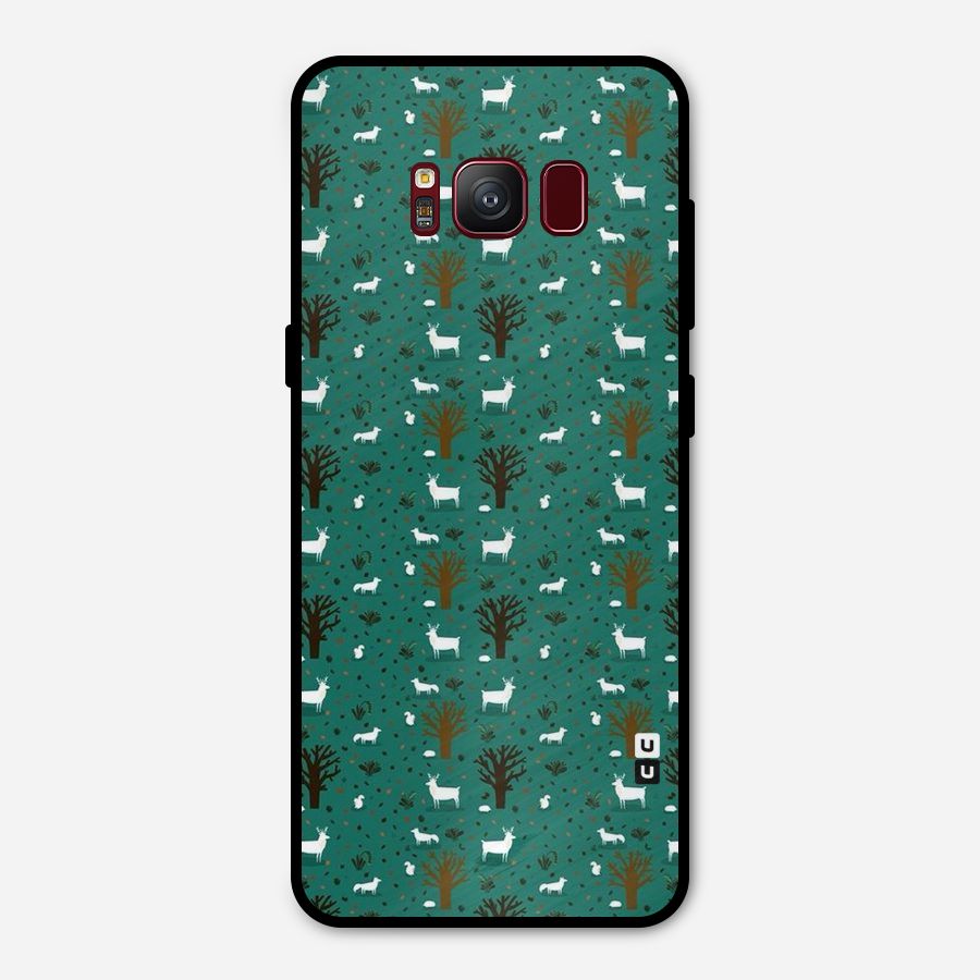 Animal Grass Pattern Metal Back Case for Galaxy S8