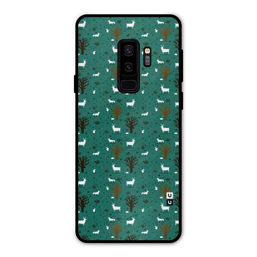 Animal Grass Pattern Metal Back Case for Galaxy S9 Plus
