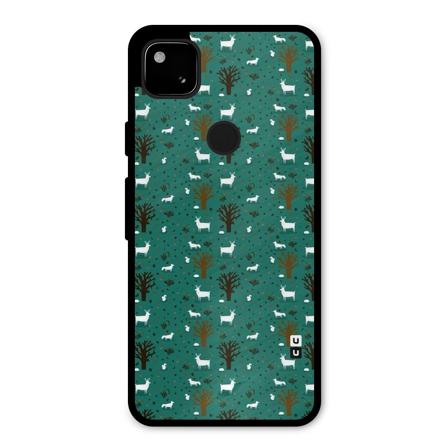 Animal Grass Pattern Metal Back Case for Google Pixel 4a