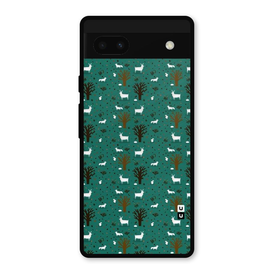 Animal Grass Pattern Metal Back Case for Google Pixel 6a