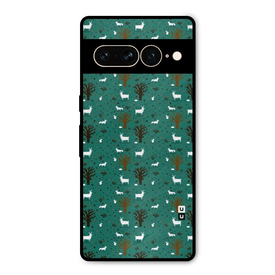 Animal Grass Pattern Metal Back Case for Google Pixel 7 Pro