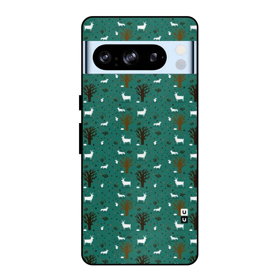 Animal Grass Pattern Metal Back Case for Google Pixel 8 Pro
