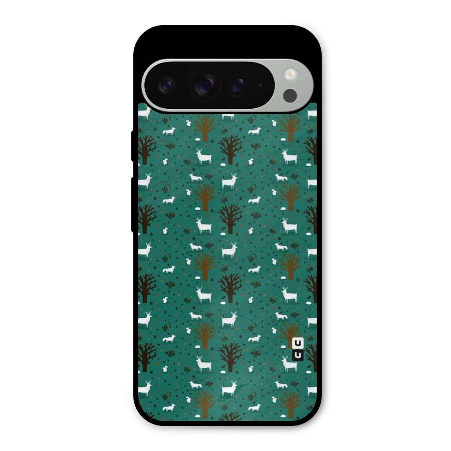 Animal Grass Pattern Metal Back Case for Google Pixel 9 Pro XL