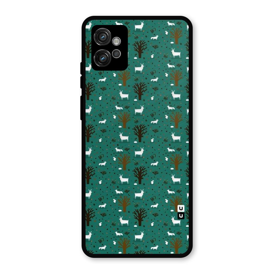 Animal Grass Pattern Metal Back Case for Moto G32