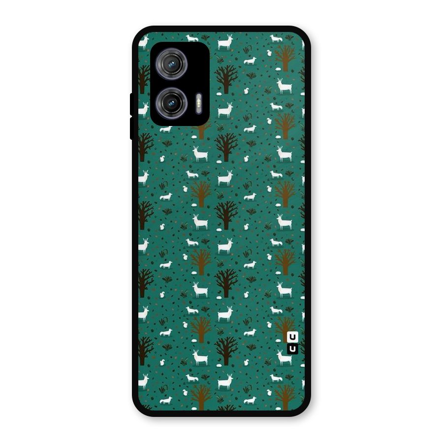 Animal Grass Pattern Metal Back Case for Moto G73