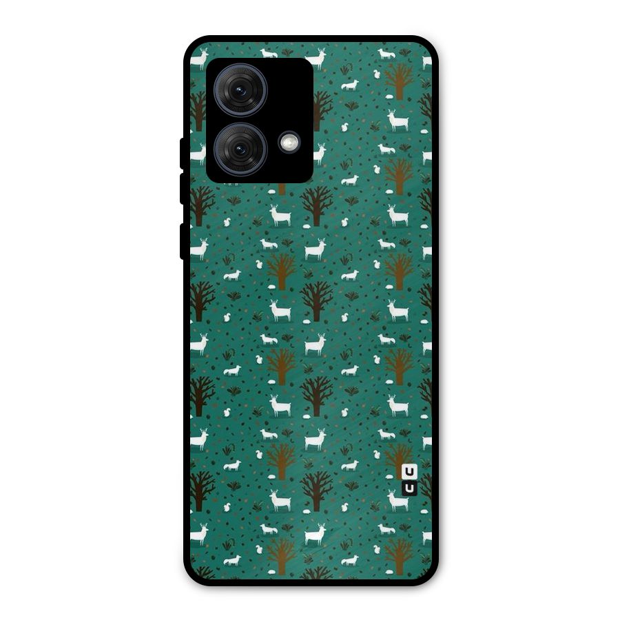 Animal Grass Pattern Metal Back Case for Moto G84