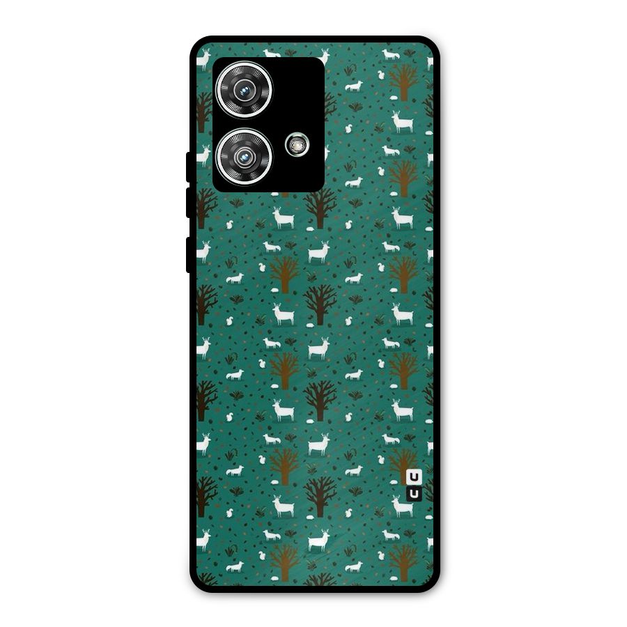 Animal Grass Pattern Metal Back Case for Motorola Edge 40 Neo