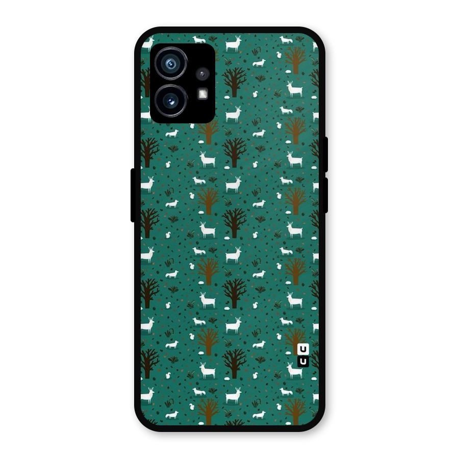 Animal Grass Pattern Metal Back Case for Nothing Phone 1