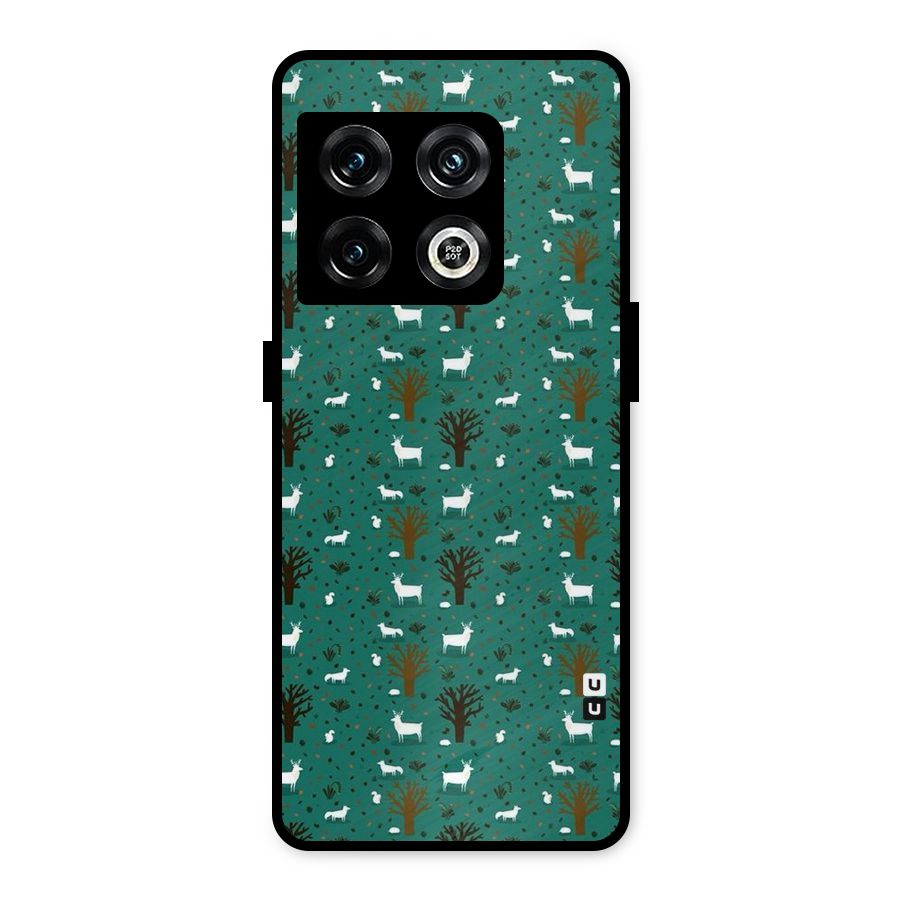 Animal Grass Pattern Metal Back Case for OnePlus 10 Pro 5G