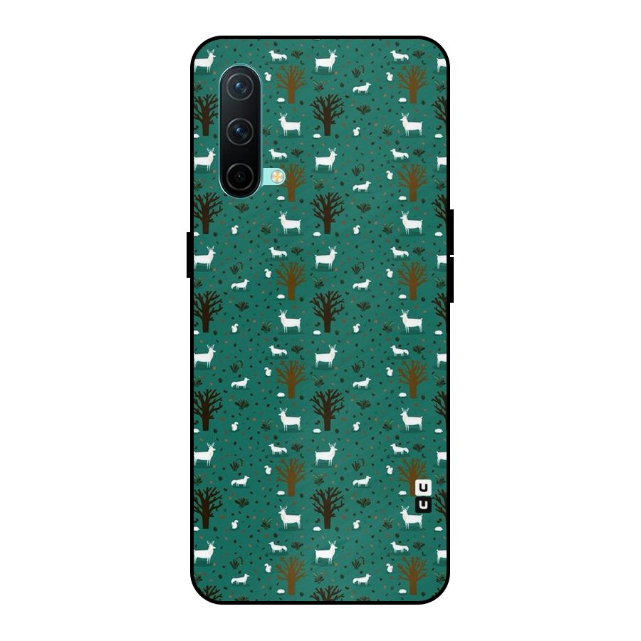 Animal Grass Pattern Metal Back Case for OnePlus Nord CE 5G