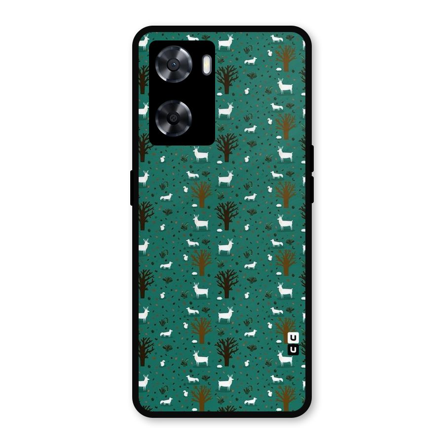 Animal Grass Pattern Metal Back Case for Oppo A57 2022