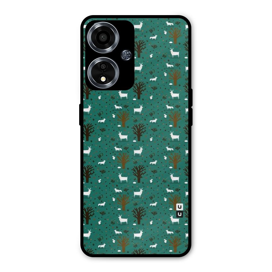 Animal Grass Pattern Metal Back Case for Oppo A59